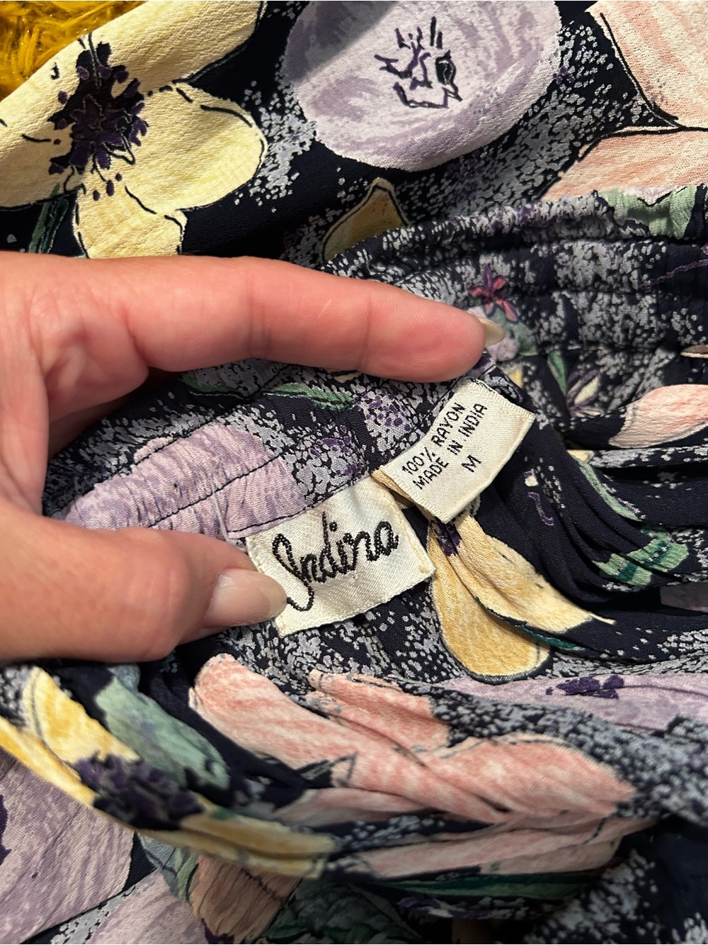 Floral Skirt - Navy with Yellow & Pink Floral Print - Picture 2 of 5